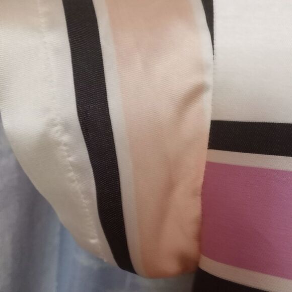 NWT Etienne Aigner 6 Block Color Striped Short Petal SILK Blend Women Top Blouse - Picture 3 of 12